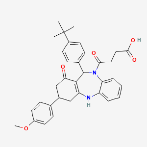 molecular formula C34H36N2O5 B11603360 4-[11-(4-tert-butylphenyl)-1-hydroxy-3-(4-methoxyphenyl)-2,3,4,11-tetrahydro-10H-dibenzo[b,e][1,4]diazepin-10-yl]-4-oxobutanoic acid 