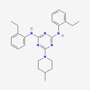 molecular formula C25H32N6 B11603386 N,N'-bis(2-ethylphenyl)-6-(4-methylpiperidin-1-yl)-1,3,5-triazine-2,4-diamine 