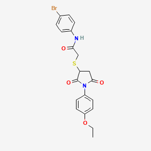 molecular formula C20H19BrN2O4S B11603449 N-(4-Bromophenyl)-2-{[1-(4-ethoxyphenyl)-2,5-dioxopyrrolidin-3-YL]sulfanyl}acetamide 