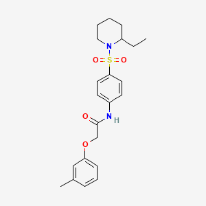 molecular formula C22H28N2O4S B11603460 N-{4-[(2-ethylpiperidin-1-yl)sulfonyl]phenyl}-2-(3-methylphenoxy)acetamide 