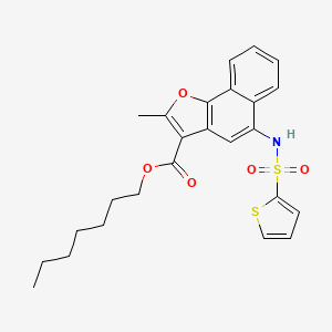 molecular formula C25H27NO5S2 B11603571 Heptyl 2-methyl-5-[(thiophen-2-ylsulfonyl)amino]naphtho[1,2-b]furan-3-carboxylate 