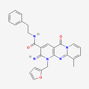 molecular formula C26H23N5O3 B11603588 1-Furan-2-ylmethyl-2-imino-8-methyl-10-oxo-1,10-dihydro-2H-1,9,10a-triaza-anthracene-3-carboxylic acid phenethyl-amide 