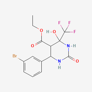 molecular formula C14H14BrF3N2O4 B11603639 Ethyl 6-(3-bromophenyl)-4-hydroxy-2-oxo-4-(trifluoromethyl)-1,3-diazinane-5-carboxylate 