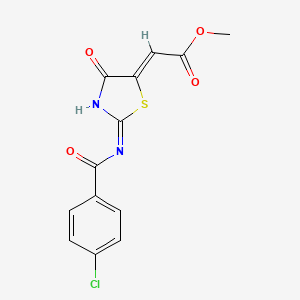 molecular formula C13H9ClN2O4S B11603674 methyl (2Z)-[2-{[(4-chlorophenyl)carbonyl]amino}-4-oxo-1,3-thiazol-5(4H)-ylidene]ethanoate 