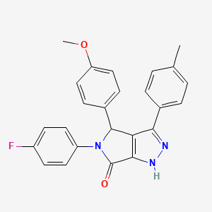molecular formula C25H20FN3O2 B11603983 5-(4-fluorophenyl)-4-(4-methoxyphenyl)-3-(4-methylphenyl)-4,5-dihydropyrrolo[3,4-c]pyrazol-6(2H)-one 