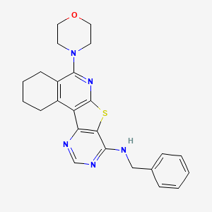 molecular formula C24H25N5OS B11604023 N-benzyl-8-morpholin-4-yl-11-thia-9,14,16-triazatetracyclo[8.7.0.02,7.012,17]heptadeca-1,7,9,12,14,16-hexaen-13-amine 