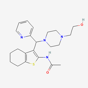 molecular formula C22H30N4O2S B11604179 N-(3-{[4-(2-hydroxyethyl)piperazin-1-yl](pyridin-2-yl)methyl}-4,5,6,7-tetrahydro-1-benzothiophen-2-yl)acetamide 