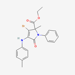 molecular formula C21H21BrN2O3 B11604209 ethyl 3-bromo-2-methyl-4-[(4-methylphenyl)amino]-5-oxo-1-phenyl-2,5-dihydro-1H-pyrrole-2-carboxylate 