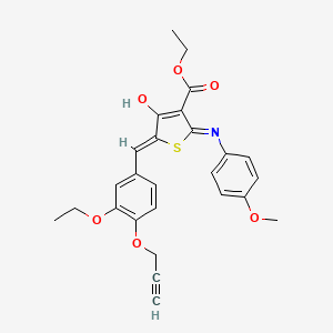 molecular formula C26H25NO6S B11604226 ethyl (5Z)-5-[(3-ethoxy-4-prop-2-ynoxyphenyl)methylidene]-2-(4-methoxyanilino)-4-oxothiophene-3-carboxylate 