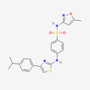 molecular formula C22H22N4O3S2 B11604272 N-(5-methyl-1,2-oxazol-3-yl)-4-({4-[4-(propan-2-yl)phenyl]-1,3-thiazol-2-yl}amino)benzenesulfonamide 