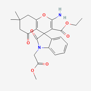 molecular formula C24H26N2O7 B11604347 Ethyl 2-amino-1'-(2-methoxy-2-oxoethyl)-7,7-dimethyl-2',5-dioxo-1',2',5,6,7,8-hexahydrospiro[chromene-4,3'-indole]-3-carboxylate 