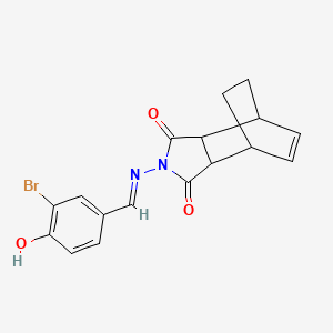 molecular formula C17H15BrN2O3 B11604414 2-{[(E)-(3-bromo-4-hydroxyphenyl)methylidene]amino}-3a,4,7,7a-tetrahydro-1H-4,7-ethanoisoindole-1,3(2H)-dione 
