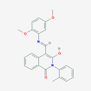molecular formula C25H22N2O4 B11604416 (4Z)-4-{[(2,5-dimethoxyphenyl)amino]methylidene}-2-(2-methylphenyl)isoquinoline-1,3(2H,4H)-dione 