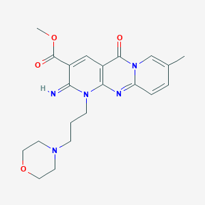molecular formula C21H25N5O4 B11604440 methyl 6-imino-13-methyl-7-(3-morpholin-4-ylpropyl)-2-oxo-1,7,9-triazatricyclo[8.4.0.03,8]tetradeca-3(8),4,9,11,13-pentaene-5-carboxylate 