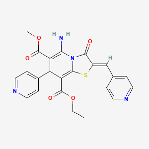 molecular formula C23H20N4O5S B11604461 8-ethyl 6-methyl (2Z)-5-amino-3-oxo-7-(pyridin-4-yl)-2-(pyridin-4-ylmethylidene)-2,3-dihydro-7H-[1,3]thiazolo[3,2-a]pyridine-6,8-dicarboxylate 