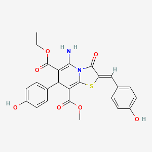 molecular formula C25H22N2O7S B11604503 6-ethyl 8-methyl (2Z)-5-amino-2-(4-hydroxybenzylidene)-7-(4-hydroxyphenyl)-3-oxo-2,3-dihydro-7H-[1,3]thiazolo[3,2-a]pyridine-6,8-dicarboxylate 