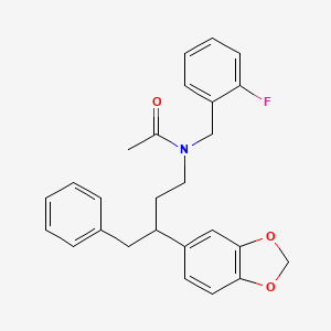 molecular formula C26H26FNO3 B11604514 N-[3-(1,3-benzodioxol-5-yl)-4-phenylbutyl]-N-(2-fluorobenzyl)acetamide 