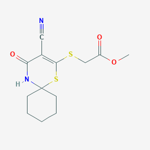 molecular formula C13H16N2O3S2 B11604597 Methyl [(3-cyano-4-oxo-1-thia-5-azaspiro[5.5]undec-2-en-2-yl)sulfanyl]acetate 