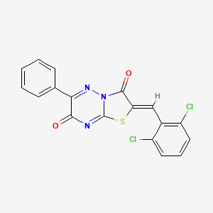 molecular formula C18H9Cl2N3O2S B11604619 (2Z)-2-(2,6-dichlorobenzylidene)-6-phenyl-7H-[1,3]thiazolo[3,2-b][1,2,4]triazine-3,7(2H)-dione 