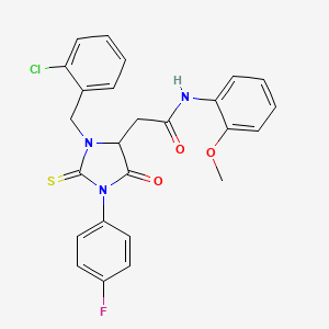 molecular formula C25H21ClFN3O3S B11604664 2-[3-(2-chlorobenzyl)-1-(4-fluorophenyl)-5-oxo-2-thioxoimidazolidin-4-yl]-N-(2-methoxyphenyl)acetamide 