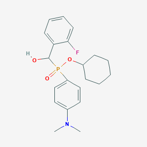 molecular formula C21H27FNO3P B11604675 Cyclohexyl [4-(dimethylamino)phenyl][(2-fluorophenyl)(hydroxy)methyl]phosphinate 