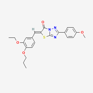 molecular formula C23H23N3O4S B11604752 (5Z)-5-(3-ethoxy-4-propoxybenzylidene)-2-(4-methoxyphenyl)[1,3]thiazolo[3,2-b][1,2,4]triazol-6(5H)-one CAS No. 606962-92-9