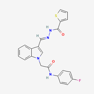 molecular formula C22H17FN4O2S B11604889 N-(4-fluorophenyl)-2-(3-{(E)-[2-(thiophen-2-ylcarbonyl)hydrazinylidene]methyl}-1H-indol-1-yl)acetamide 