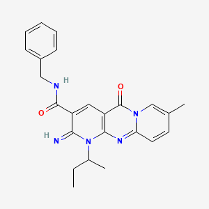 molecular formula C24H25N5O2 B11604903 N-benzyl-7-butan-2-yl-6-imino-13-methyl-2-oxo-1,7,9-triazatricyclo[8.4.0.03,8]tetradeca-3(8),4,9,11,13-pentaene-5-carboxamide 