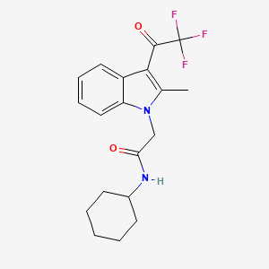 molecular formula C19H21F3N2O2 B11604971 N-cyclohexyl-2-[2-methyl-3-(trifluoroacetyl)-1H-indol-1-yl]acetamide 