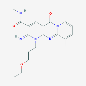 molecular formula C19H23N5O3 B11604999 7-(3-ethoxypropyl)-6-imino-N,11-dimethyl-2-oxo-1,7,9-triazatricyclo[8.4.0.03,8]tetradeca-3(8),4,9,11,13-pentaene-5-carboxamide 