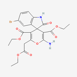 molecular formula C22H23BrN2O8 B11605029 Diethyl 2'-amino-5-bromo-6'-(2-ethoxy-2-oxoethyl)-2-oxo-1,2-dihydrospiro[indole-3,4'-pyran]-3',5'-dicarboxylate 