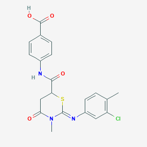 molecular formula C20H18ClN3O4S B11605119 4-[({(2Z)-2-[(3-chloro-4-methylphenyl)imino]-3-methyl-4-oxo-1,3-thiazinan-6-yl}carbonyl)amino]benzoic acid 