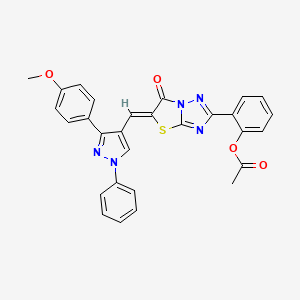molecular formula C29H21N5O4S B11605167 2-[(5Z)-5-{[3-(4-methoxyphenyl)-1-phenyl-1H-pyrazol-4-yl]methylidene}-6-oxo-5,6-dihydro[1,3]thiazolo[3,2-b][1,2,4]triazol-2-yl]phenyl acetate 