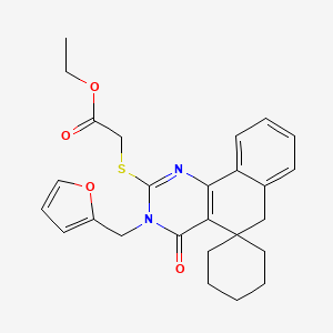 molecular formula C26H28N2O4S B11605190 Ethyl 2-{3-[(furan-2-YL)methyl]-4-oxo-4,6-dihydro-3H-spiro[benzo[H]quinazoline-5,1'-cyclohexan]-2-ylsulfanyl}acetate 