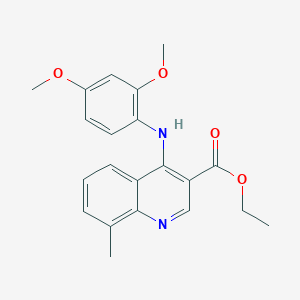 molecular formula C21H22N2O4 B11605200 Ethyl 4-[(2,4-dimethoxyphenyl)amino]-8-methylquinoline-3-carboxylate 
