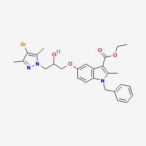 molecular formula C27H30BrN3O4 B11605299 ethyl 1-benzyl-5-[3-(4-bromo-3,5-dimethyl-1H-pyrazol-1-yl)-2-hydroxypropoxy]-2-methyl-1H-indole-3-carboxylate 