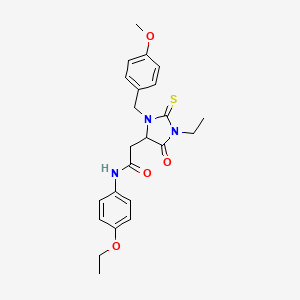 molecular formula C23H27N3O4S B11605472 N-(4-ethoxyphenyl)-2-[1-ethyl-3-(4-methoxybenzyl)-5-oxo-2-thioxoimidazolidin-4-yl]acetamide 