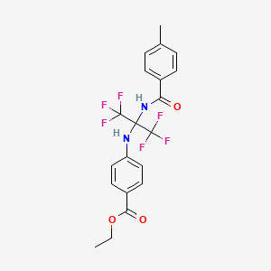 molecular formula C20H18F6N2O3 B11605480 Ethyl 4-({1,1,1,3,3,3-hexafluoro-2-[(4-methylphenyl)formamido]propan-2-YL}amino)benzoate 