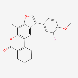 molecular formula C23H19FO4 B11605503 10-(3-fluoro-4-methoxyphenyl)-7-methyl-1,2,3,4-tetrahydro-5H-benzo[c]furo[3,2-g]chromen-5-one 