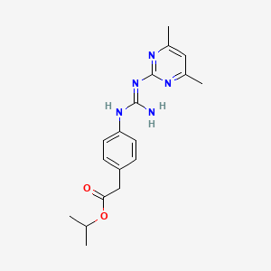 molecular formula C18H23N5O2 B11605557 propan-2-yl {4-[N'-(4,6-dimethylpyrimidin-2-yl)carbamimidamido]phenyl}acetate 