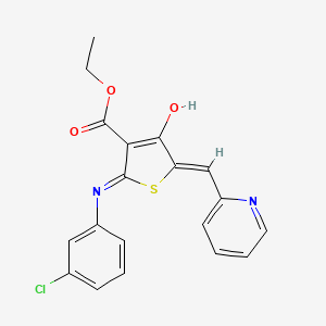 molecular formula C19H15ClN2O3S B11605564 ethyl (5Z)-2-[(3-chlorophenyl)amino]-4-oxo-5-(pyridin-2-ylmethylidene)-4,5-dihydrothiophene-3-carboxylate 