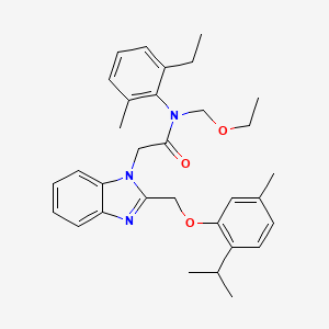 molecular formula C32H39N3O3 B11605620 N-(ethoxymethyl)-N-(2-ethyl-6-methylphenyl)-2-(2-{[5-methyl-2-(propan-2-yl)phenoxy]methyl}-1H-benzimidazol-1-yl)acetamide 