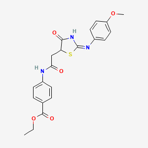 molecular formula C21H21N3O5S B11605680 ethyl 4-[({(2E)-2-[(4-methoxyphenyl)imino]-4-oxo-1,3-thiazolidin-5-yl}acetyl)amino]benzoate 