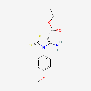 molecular formula C13H14N2O3S2 B11605689 Ethyl 4-amino-3-(4-methoxyphenyl)-2-sulfanylidene-1,3-thiazole-5-carboxylate CAS No. 443319-90-2
