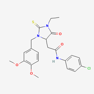 molecular formula C22H24ClN3O4S B11605690 N-(4-chlorophenyl)-2-[3-(3,4-dimethoxybenzyl)-1-ethyl-5-oxo-2-thioxoimidazolidin-4-yl]acetamide 