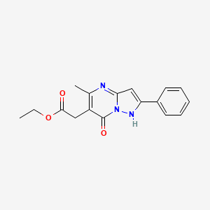 molecular formula C17H17N3O3 B11605858 Ethyl (7-hydroxy-5-methyl-2-phenylpyrazolo[1,5-a]pyrimidin-6-yl)acetate CAS No. 65774-95-0