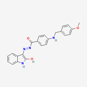 molecular formula C23H20N4O3 B11605910 4-[(4-methoxybenzyl)amino]-N'-[(3E)-2-oxo-1,2-dihydro-3H-indol-3-ylidene]benzohydrazide 
