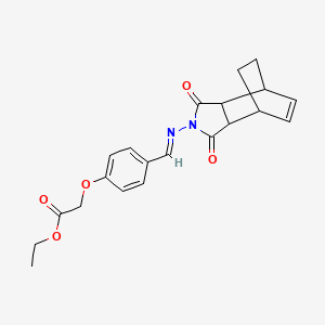 molecular formula C21H22N2O5 B11606292 ethyl (4-{(E)-[(1,3-dioxo-1,3,3a,4,7,7a-hexahydro-2H-4,7-ethanoisoindol-2-yl)imino]methyl}phenoxy)acetate 
