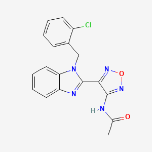 molecular formula C18H14ClN5O2 B11606348 N-{4-[1-(2-chlorobenzyl)-1H-benzimidazol-2-yl]-1,2,5-oxadiazol-3-yl}acetamide 