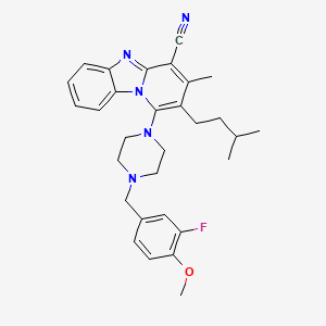 molecular formula C30H34FN5O B11606407 1-[4-(3-Fluoro-4-methoxybenzyl)-1-piperazinyl]-2-isopentyl-3-methylpyrido[1,2-a]benzimidazole-4-carbonitrile 